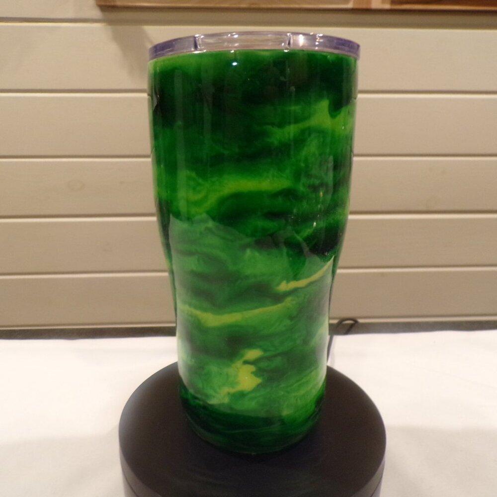 Green & Yellow Resin 20oz Stainless Steel Tumbler – Double Wall Insulated Coffee